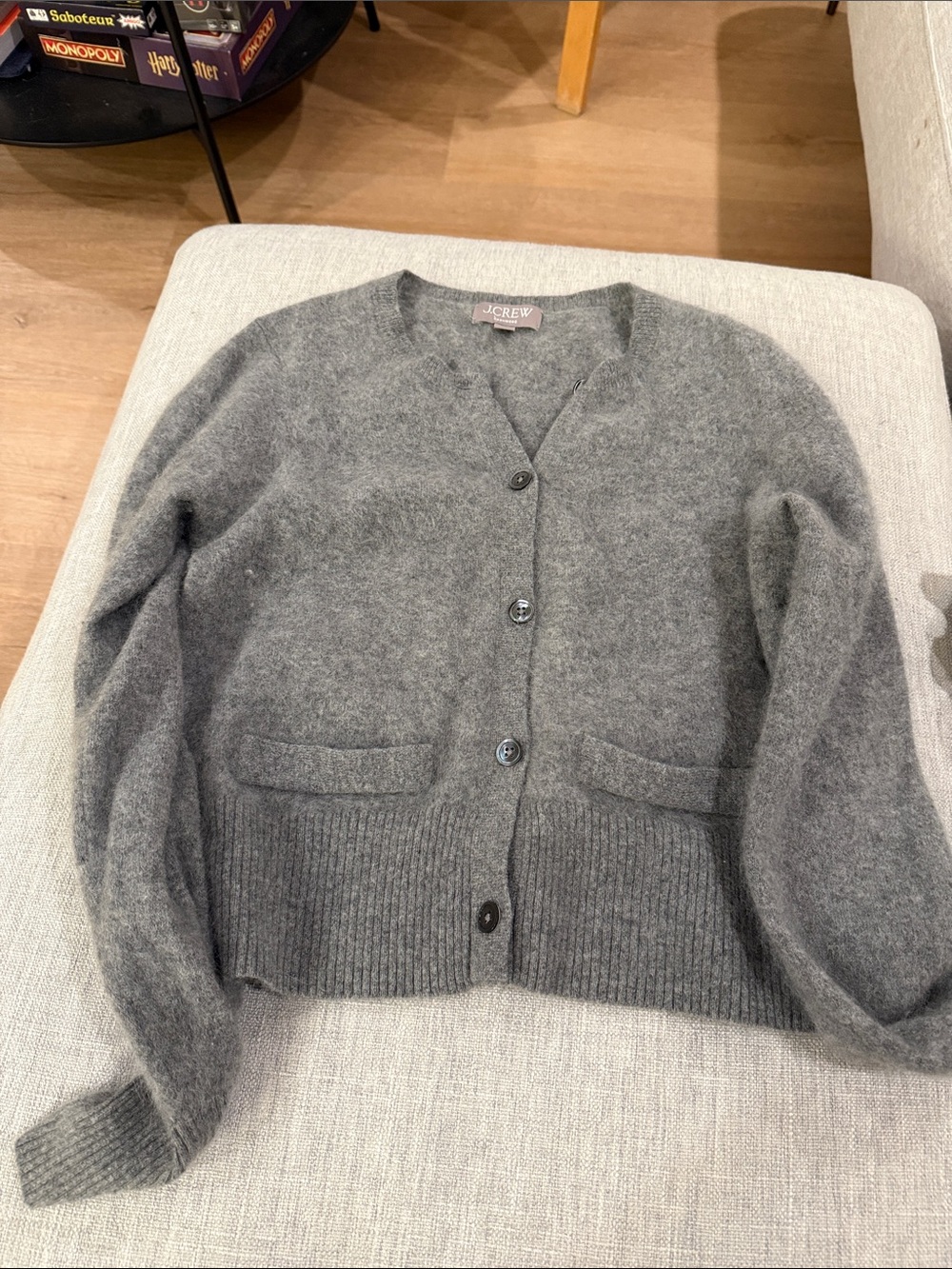 J. Crew Gray Button-Front cashmere Cardigan